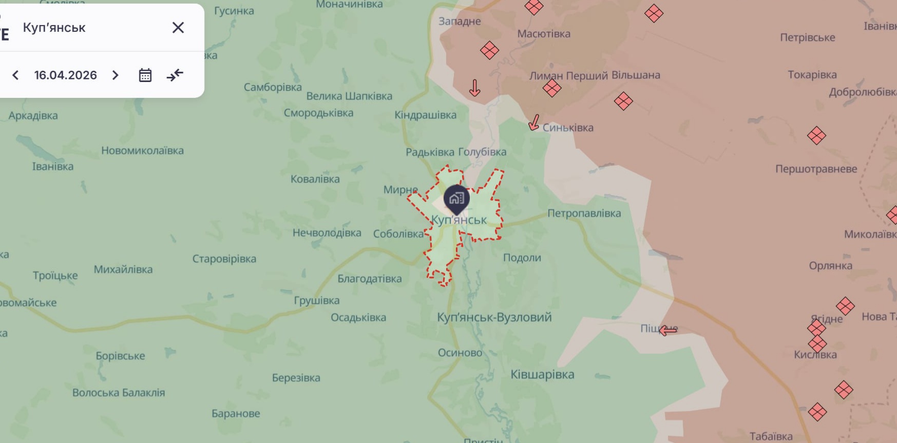 Орієнтовна карта бойових дій на 17 квітня о 15:18/DeepStateMap