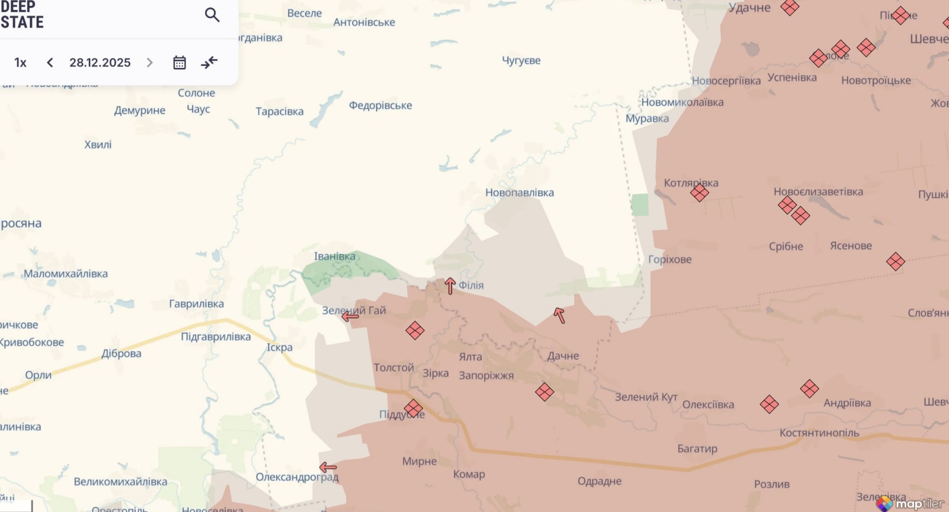 Ориентировочная карта боевых действий по состоянию на 28 декабря в 23:20/DeepStateMap