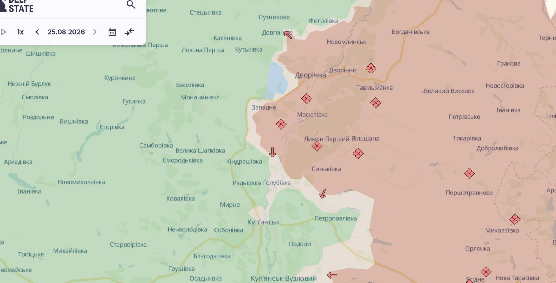 Орієнтовна карта бойових дій на 25 серпня о 15:50/DeepStateMap