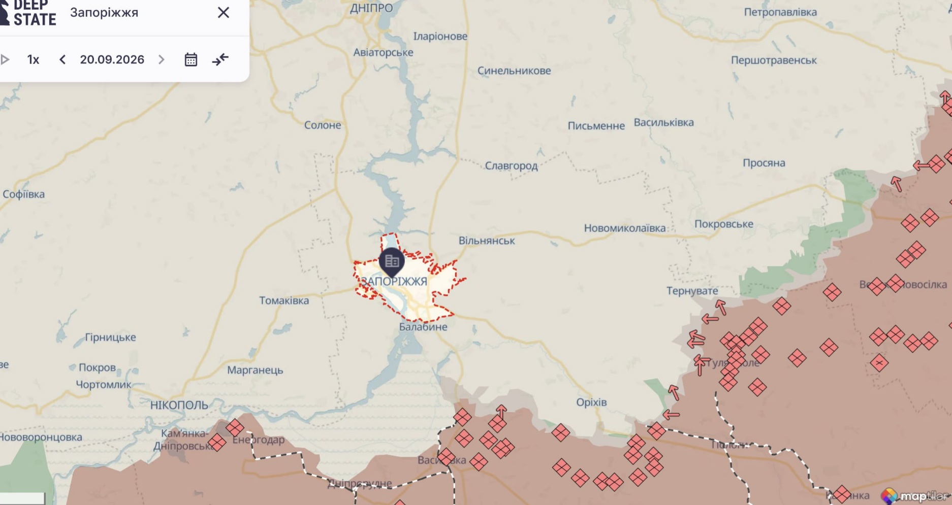 Орієнтовна карта бойових дій станом на 20 вересня о 09:09/ DeepStateMap