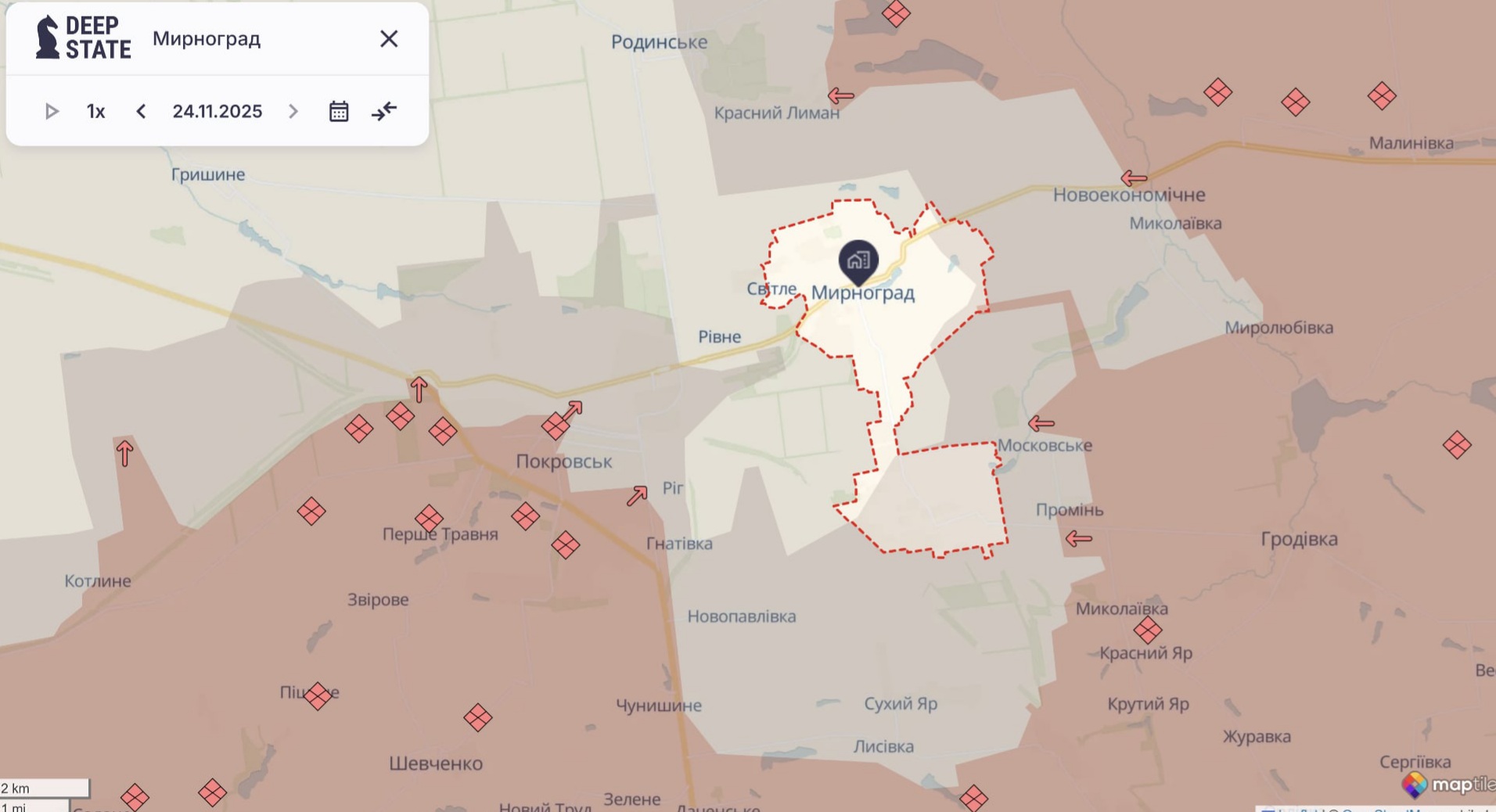 Ориентировочная карта боевых действий на 24 ноября в 22:38/DeepStateMap Ориентировочная карта боевых действий на 24 ноября в 22:38/DeepStateMap