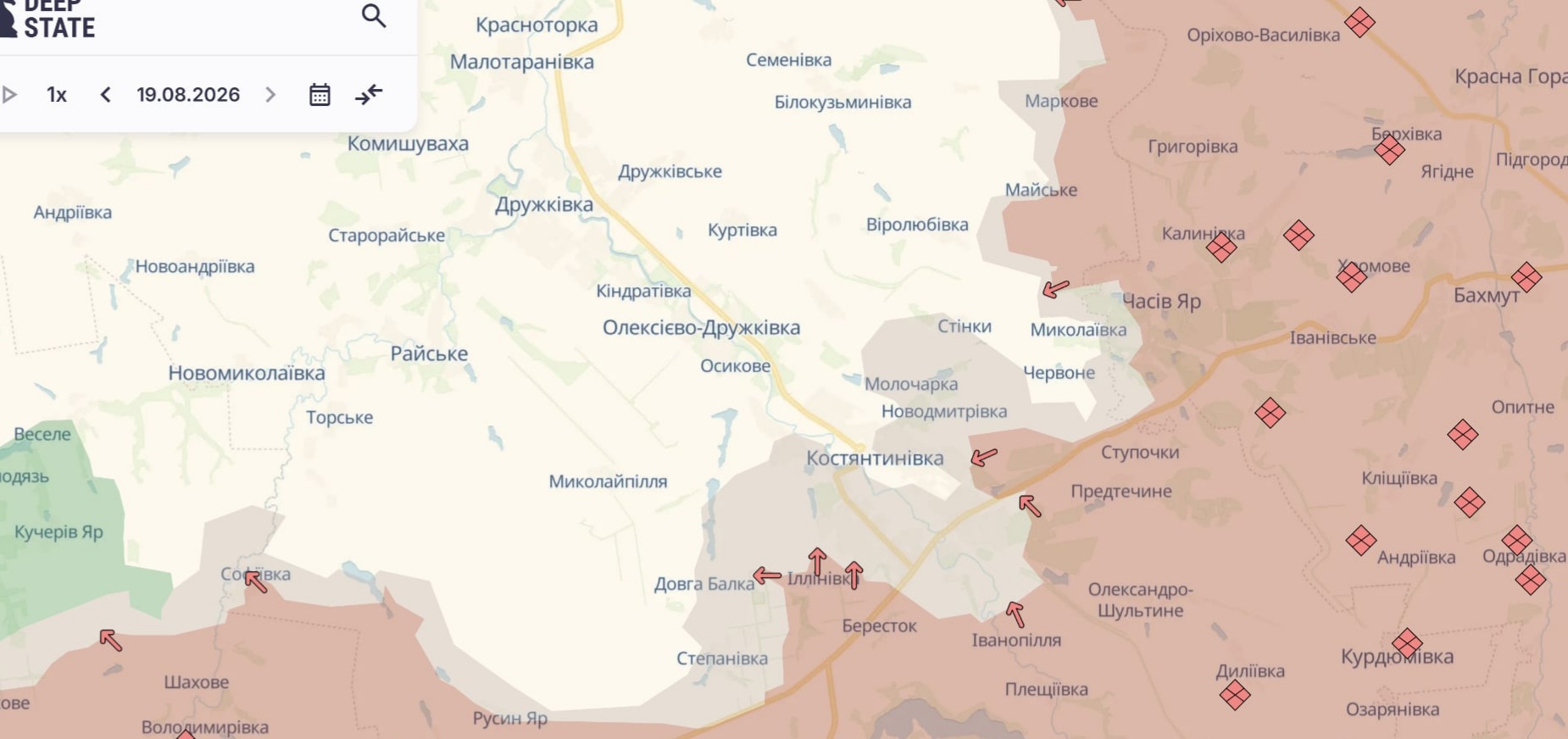 Орієнтовна карта бойових дій на 19 серпня о 17:12/DeepStateMap