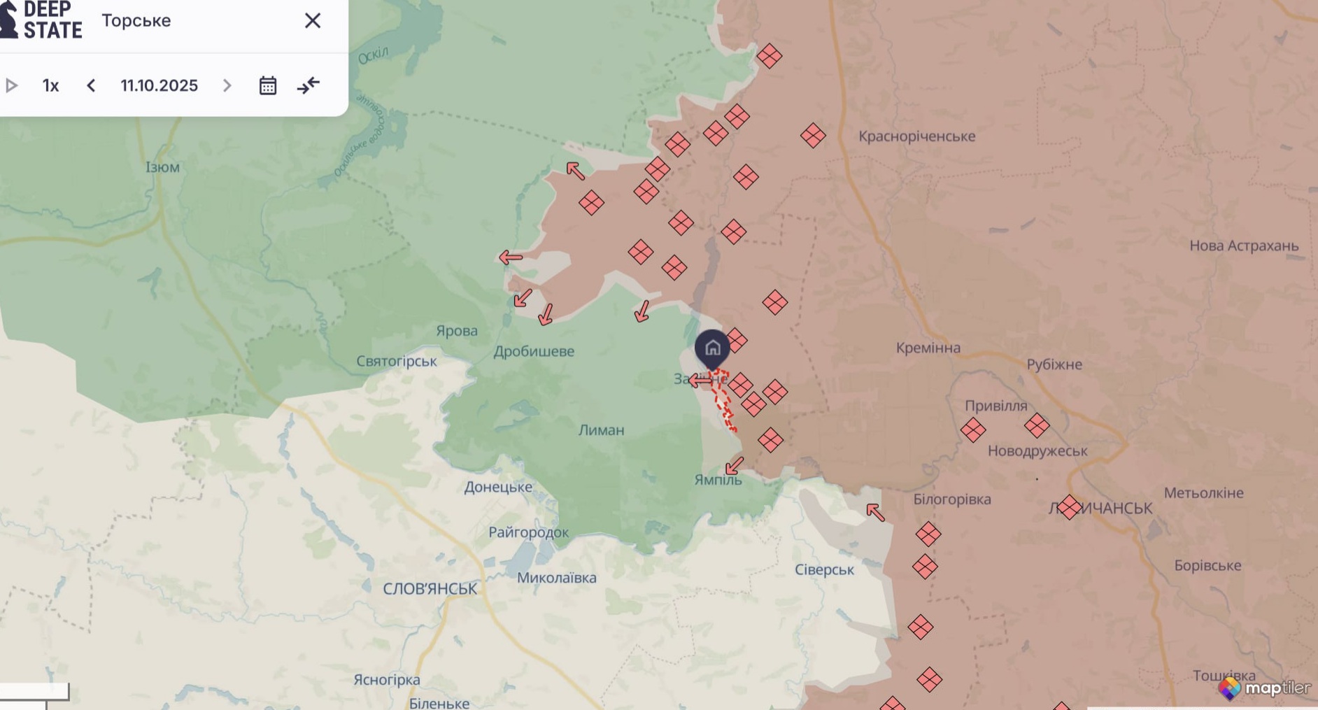 Орієнтовна карта бойових дій станом на 12 жовтня о 12:10 / DeepStateMap