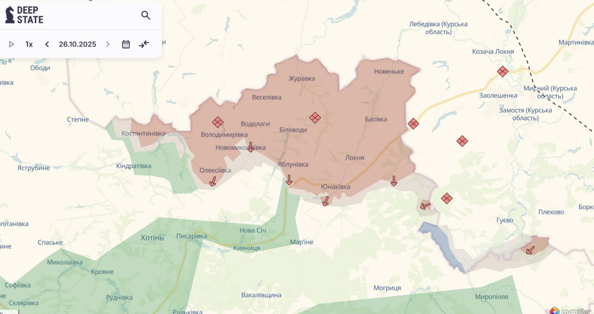 Ориентировочная карта боевых действий на 28 октября в 21:10/DeepStateMap