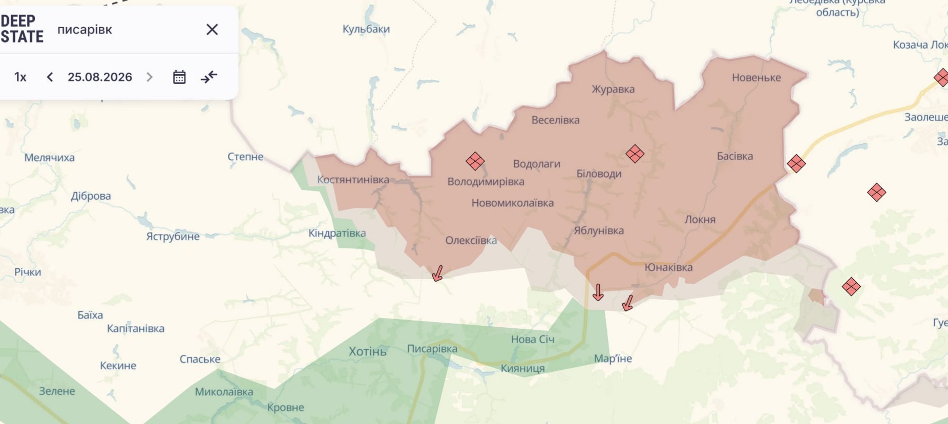 Орієнтовна карта бойових дій на 23 серпня о 21:29/DeepStateMap