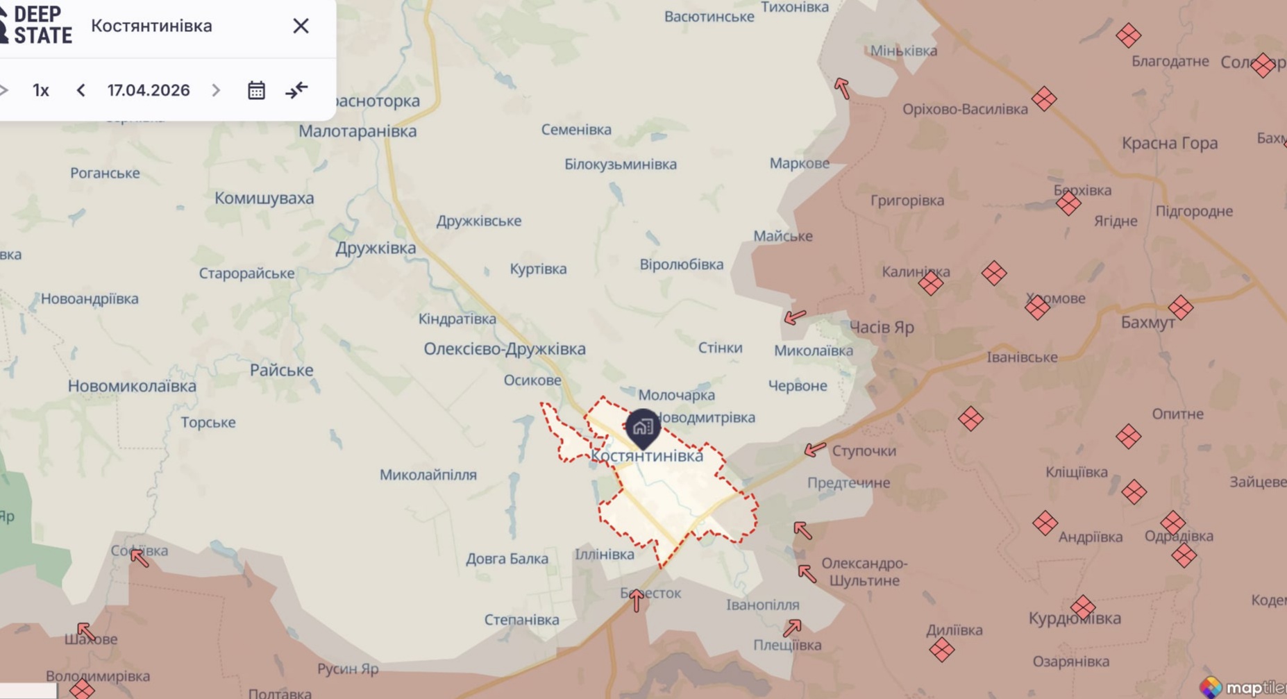 Орієнтовна карта бойових дій на 17 квітня о 15:18/DeepStateMap