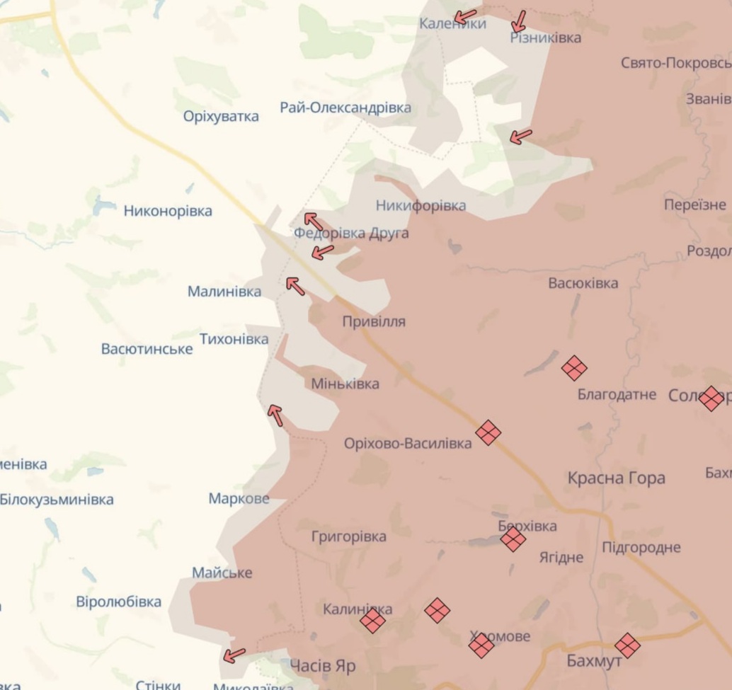 Ориентировочная карта боевых действий на 1 июня в 22:55/DeepStateMap