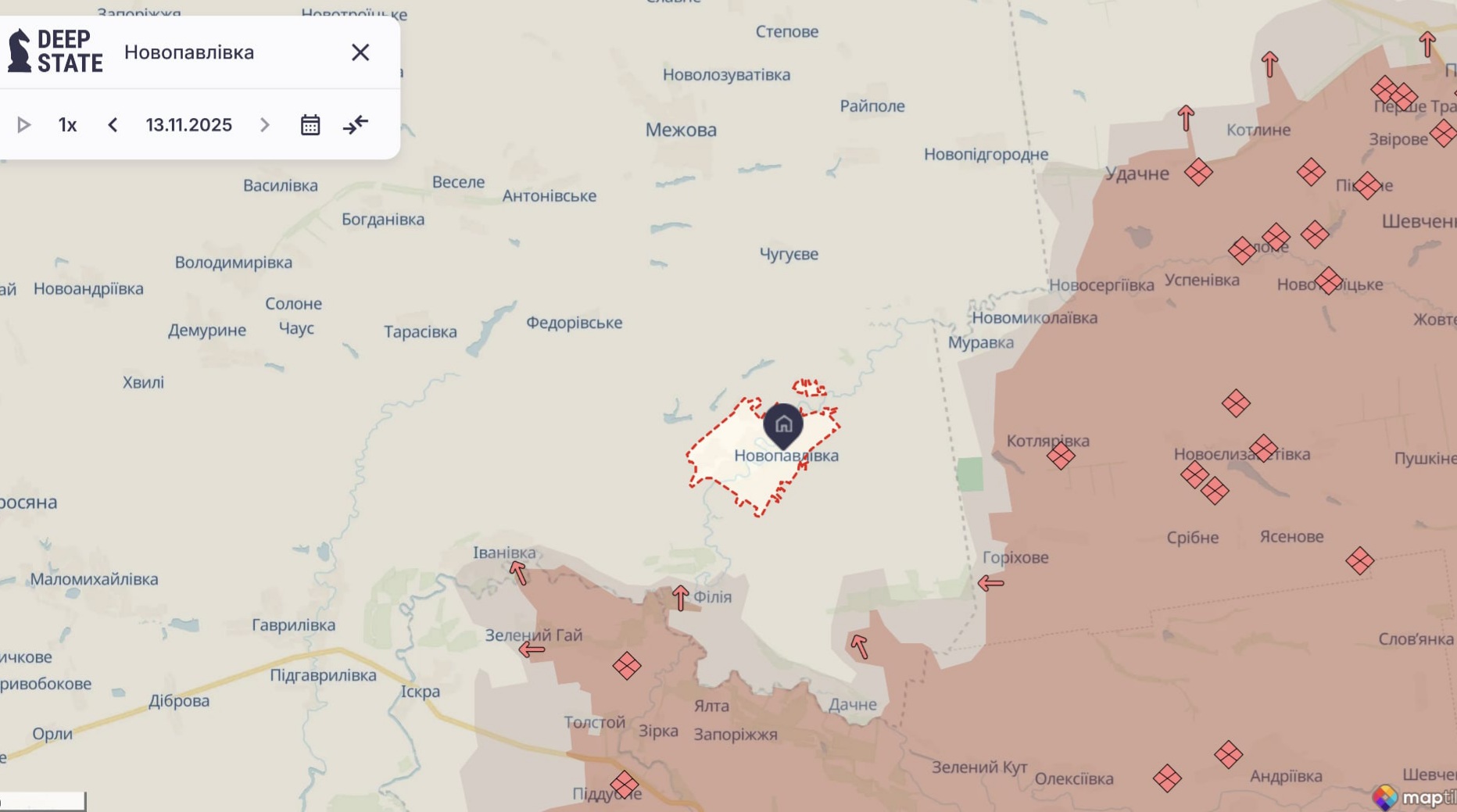 Ориентировочная карта боевых действий по состоянию на 13 ноября в 22:07/DeepStateMap