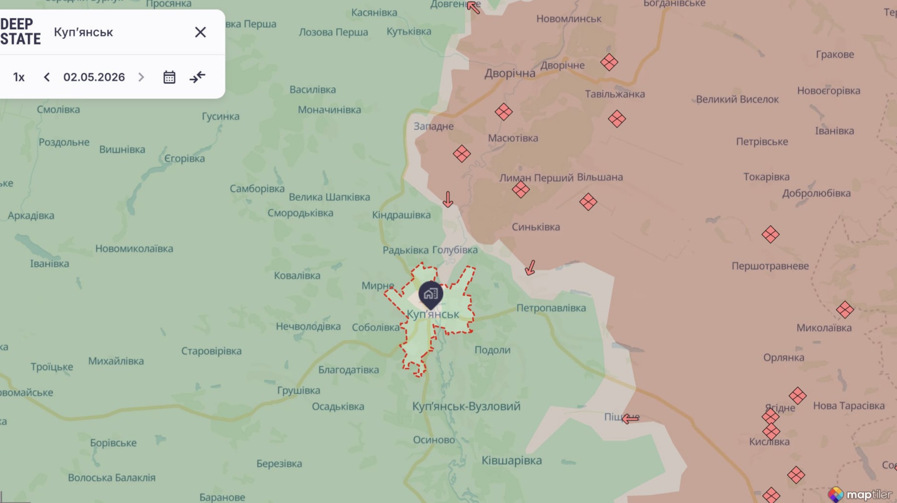 Орієнтовна карта бойових дій на 2 травня о 22:20/DeepStateMap