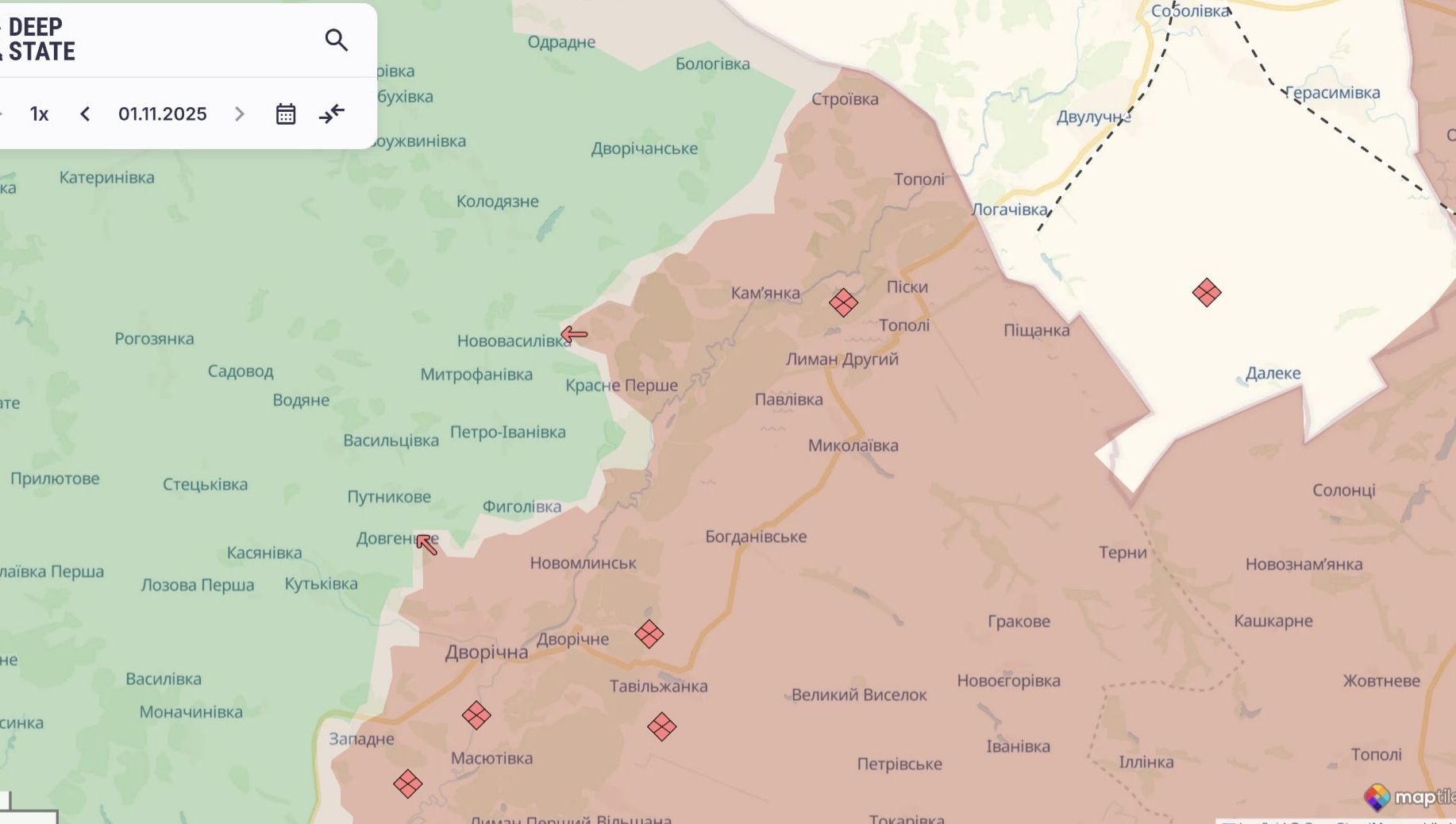 Ориентировочная карта боевых действий по состоянию на 2 ноября в 14:11/DeepStateMap