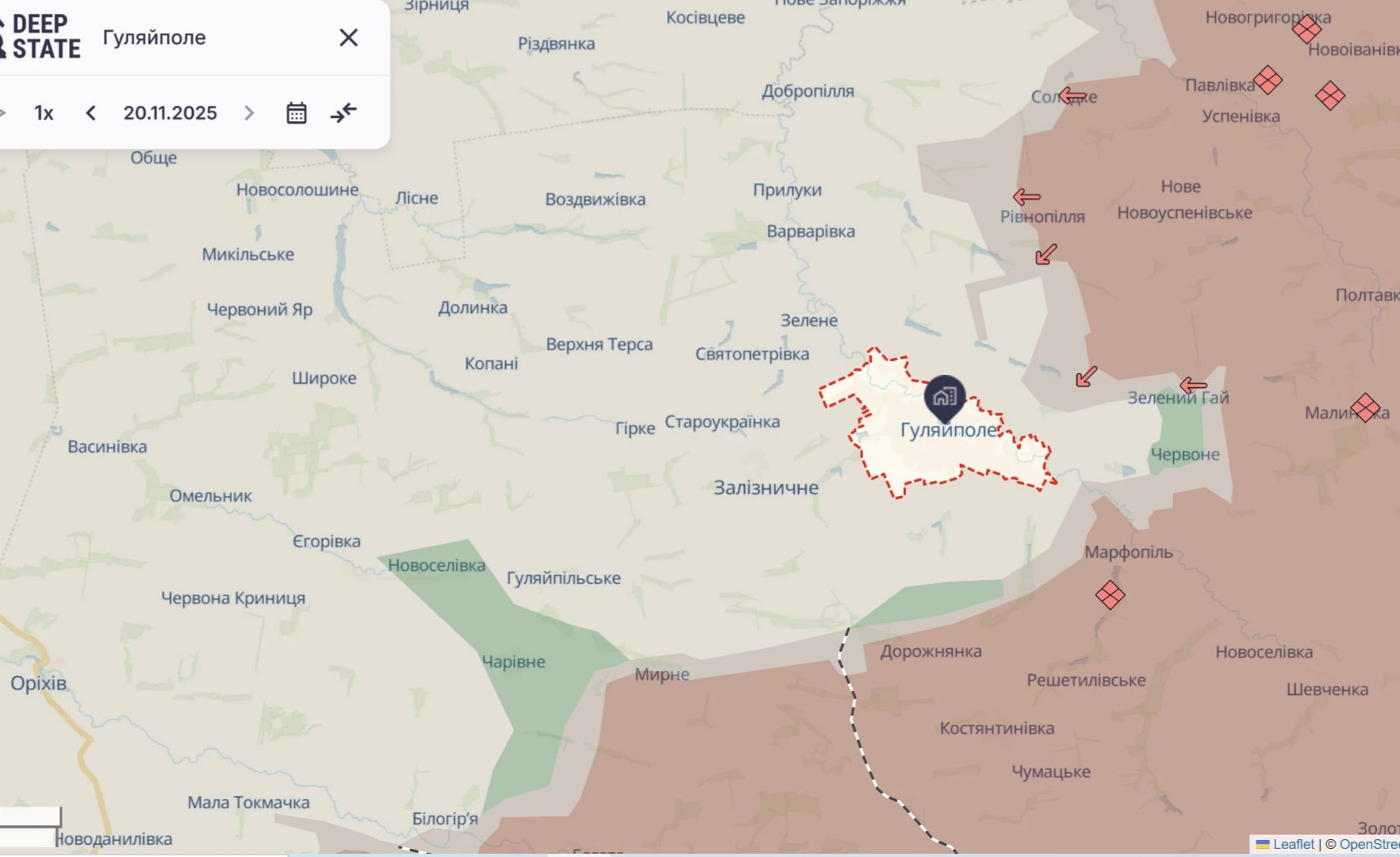 Орієнтовна карта бойових дій станом на 20 листопада о 23:35/ DeepStateMap Орієнтовна карта бойових дій станом на 20 листопада о 23:35/ DeepStateMap