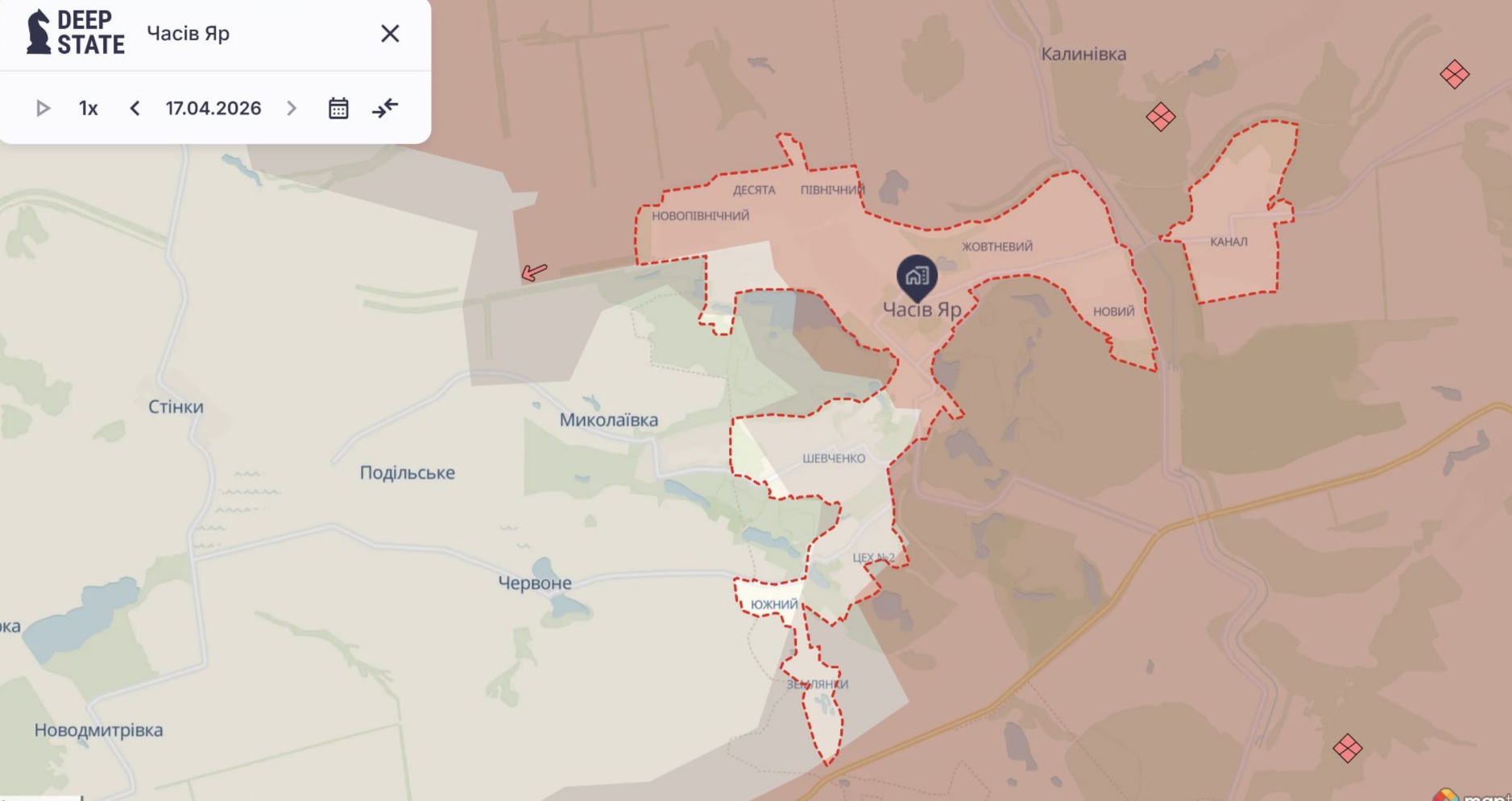 Орієнтовна карта бойових дій на 17 квітня о 15:18/DeepStateMap