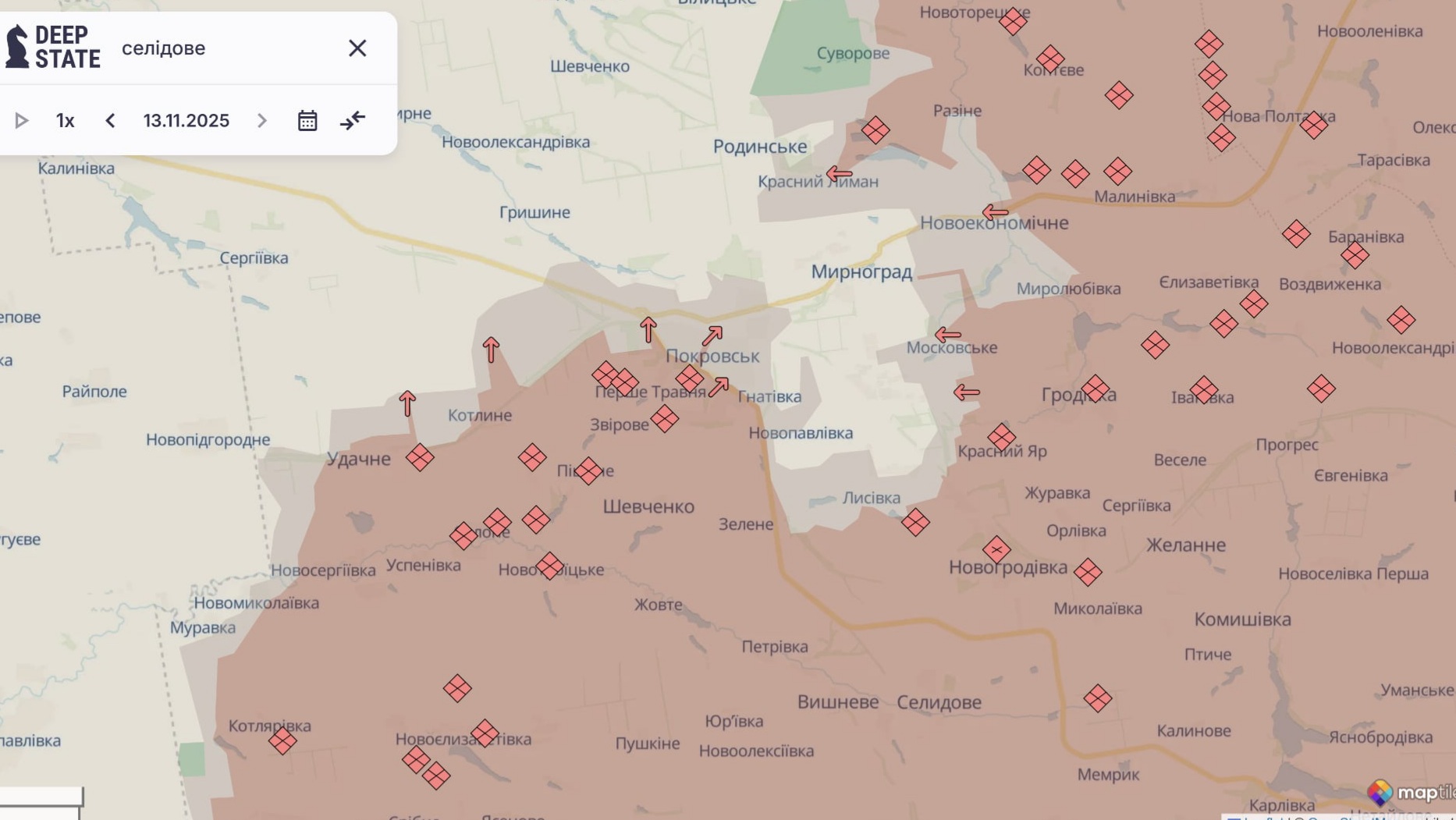 Ориентировочная карта боевых действий на 13 ноября в 22:07 / DeepStateMap Ориентировочная карта боевых действий на 13 ноября в 22:07 / DeepStateMap