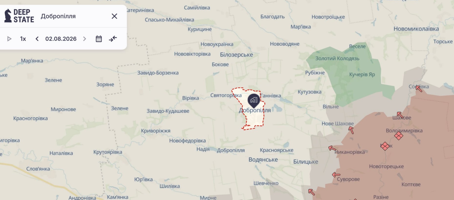 Орієнтовна карта бойових дій на 2 серпня о 21:36/DeepStateMap