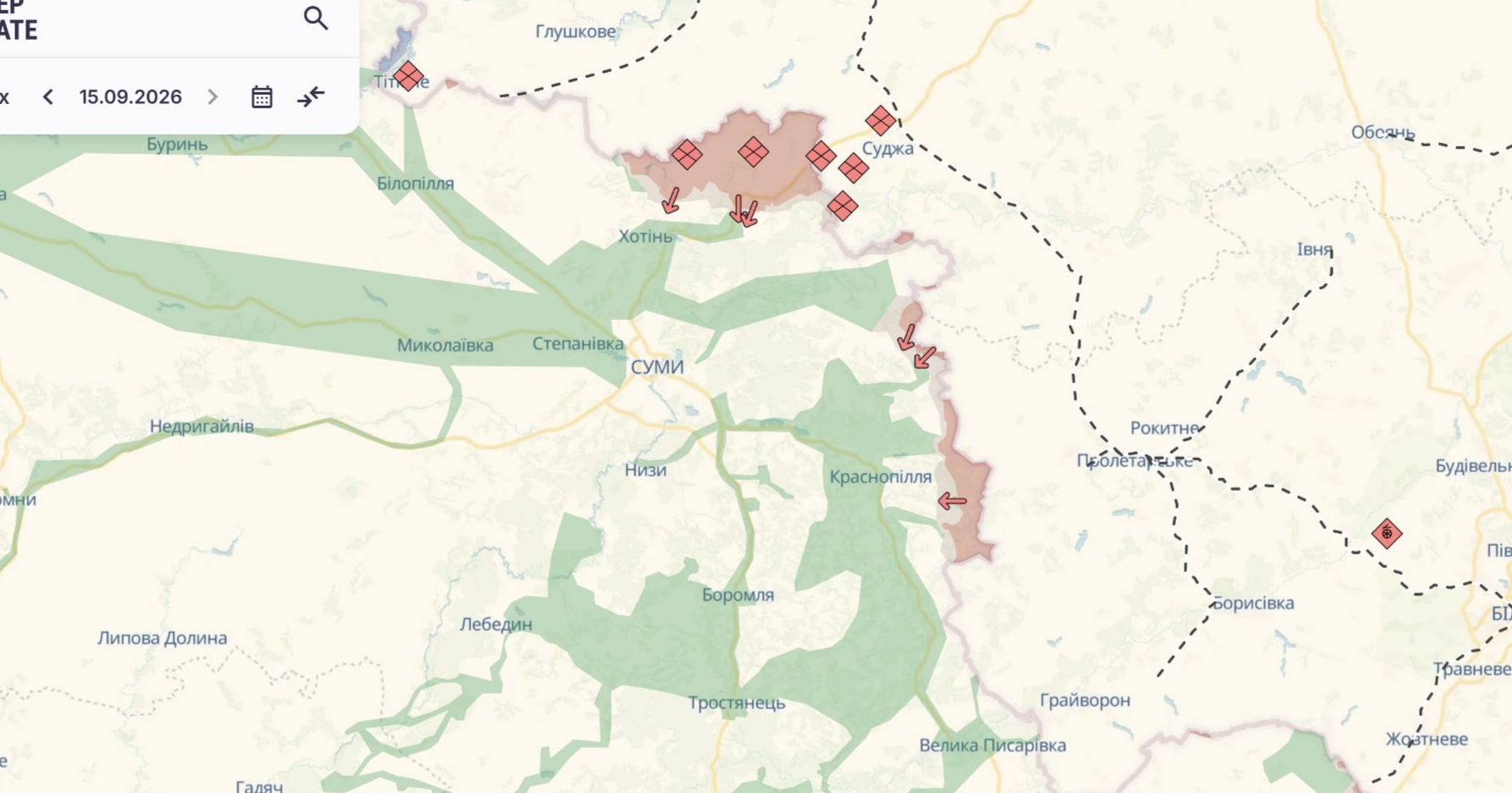 Орієнтовна карта бойових дій на 15 вересня о 01:00/DeepStateMap