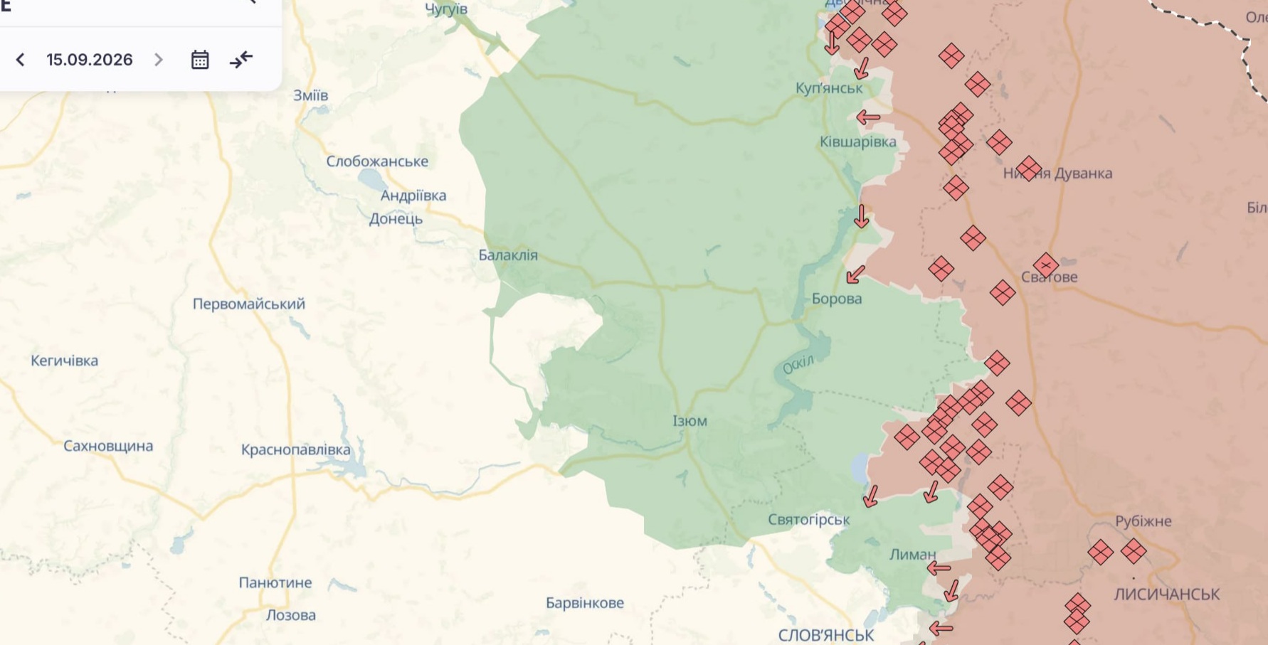 Орієнтовна карта бойових дій на 15 вересня о 01:00/DeepStateMap