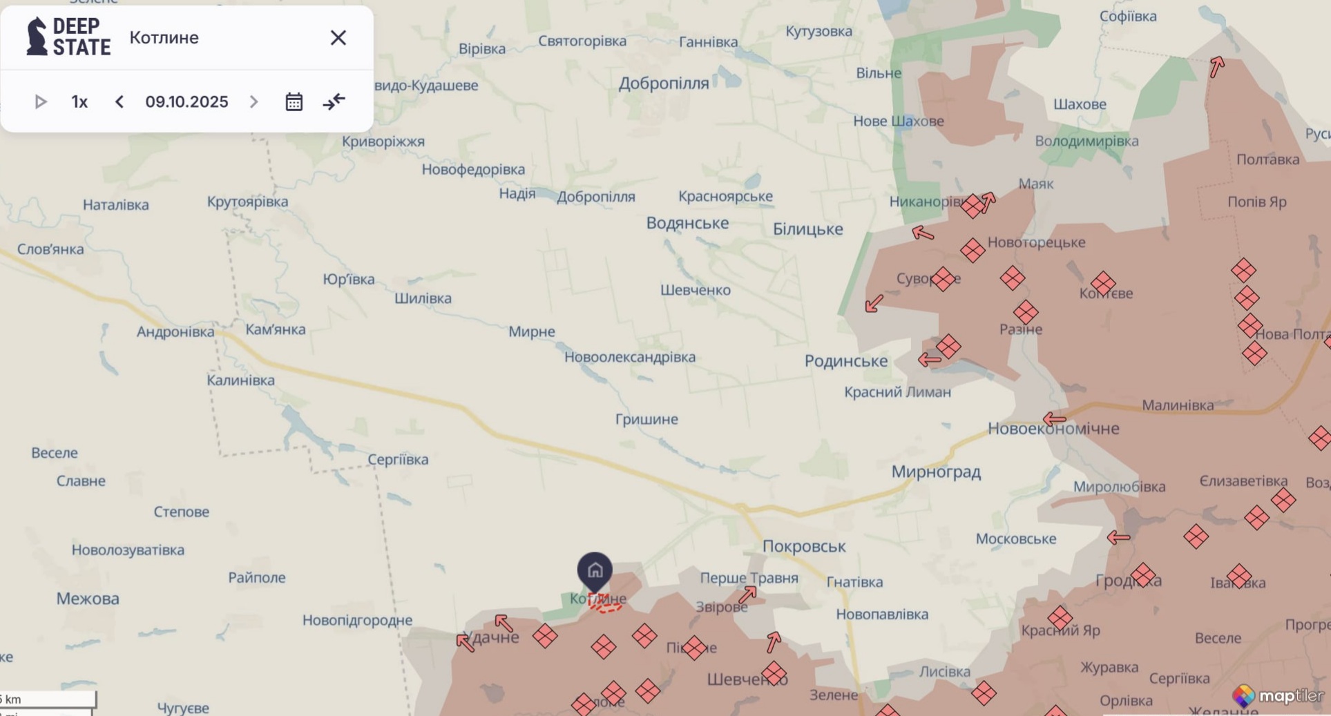 Орієнтовна карта бойових дій станом на 11 жовтня о 14:10 / DeepStateMap