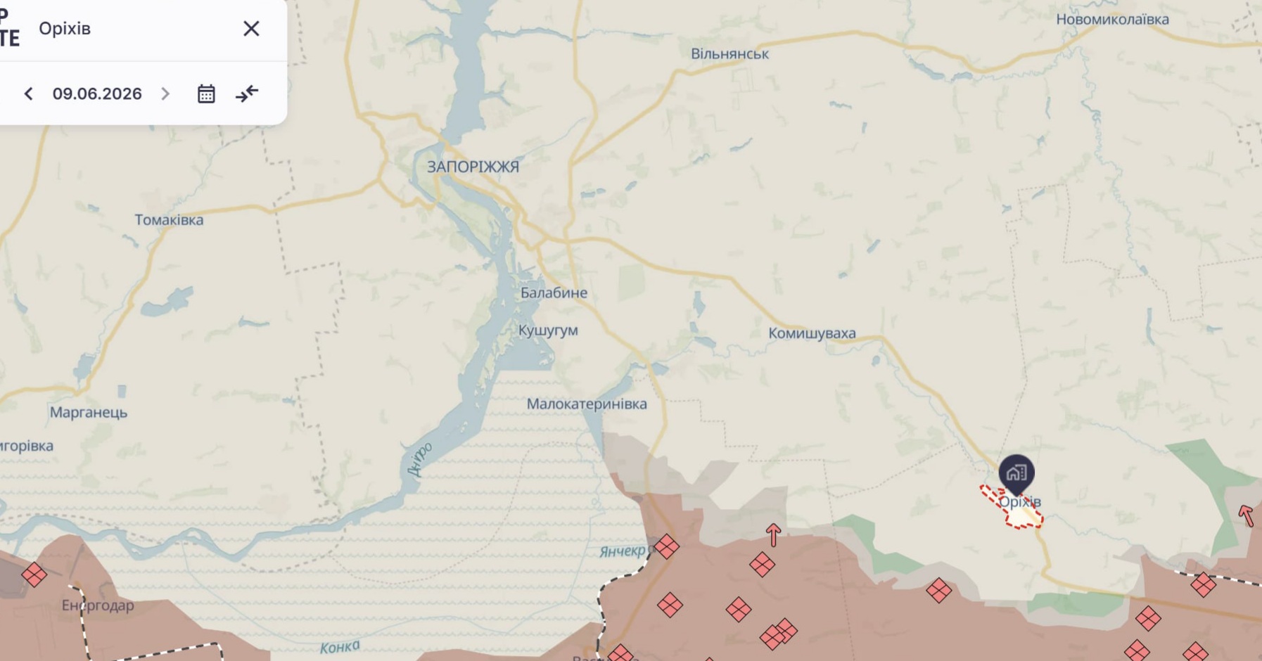 Орієнтовна карта бойових дій станом на 9 червня о 22:35 / DeepStateMap Орієнтовна карта бойових дій станом на 9 червня о 22:35 / DeepStateMap