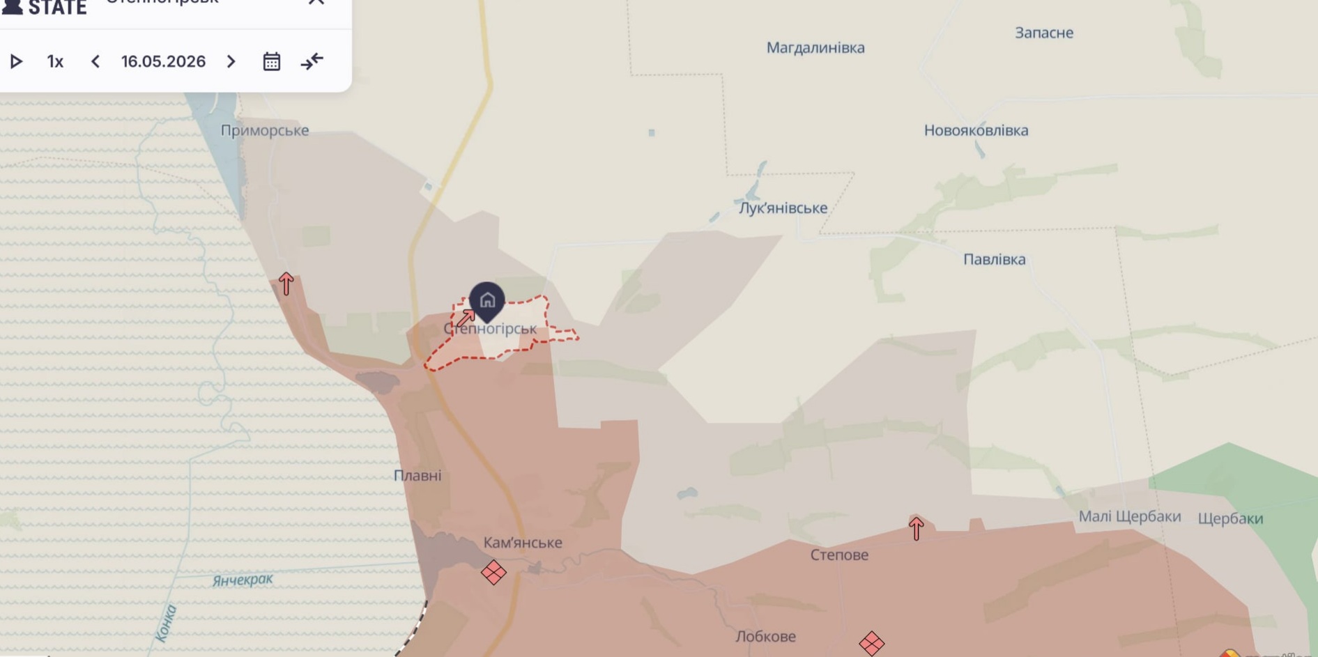 Ориентировочная карта боевых действий на 18 мая в 21:34/DeepStateMap Ориентировочная карта боевых действий на 18 мая в 21:34/DeepStateMap