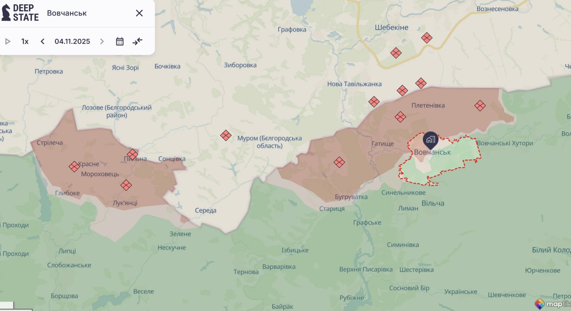 Ориентировочная карта боевых действий на 4 ноября в 23:33/DeepStateMap