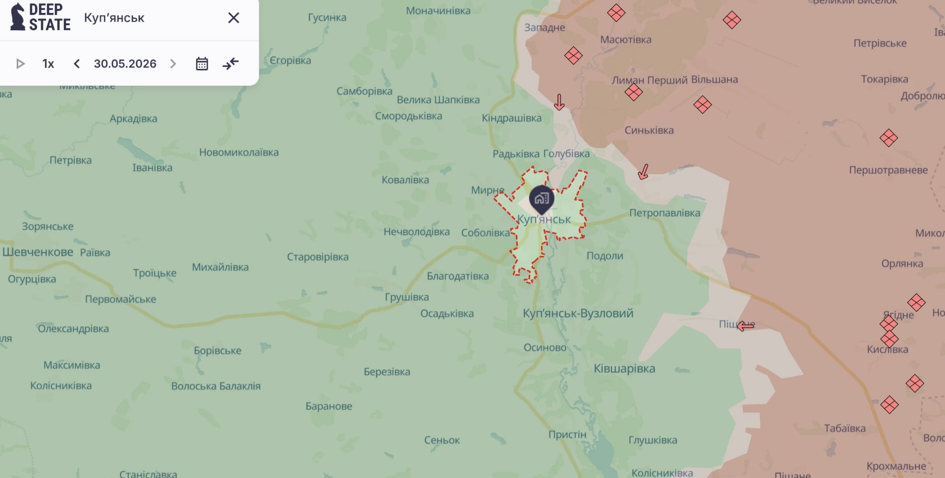 Ориентировочная карта боевых действий на 30 мая в 10:01/DeepStateMap