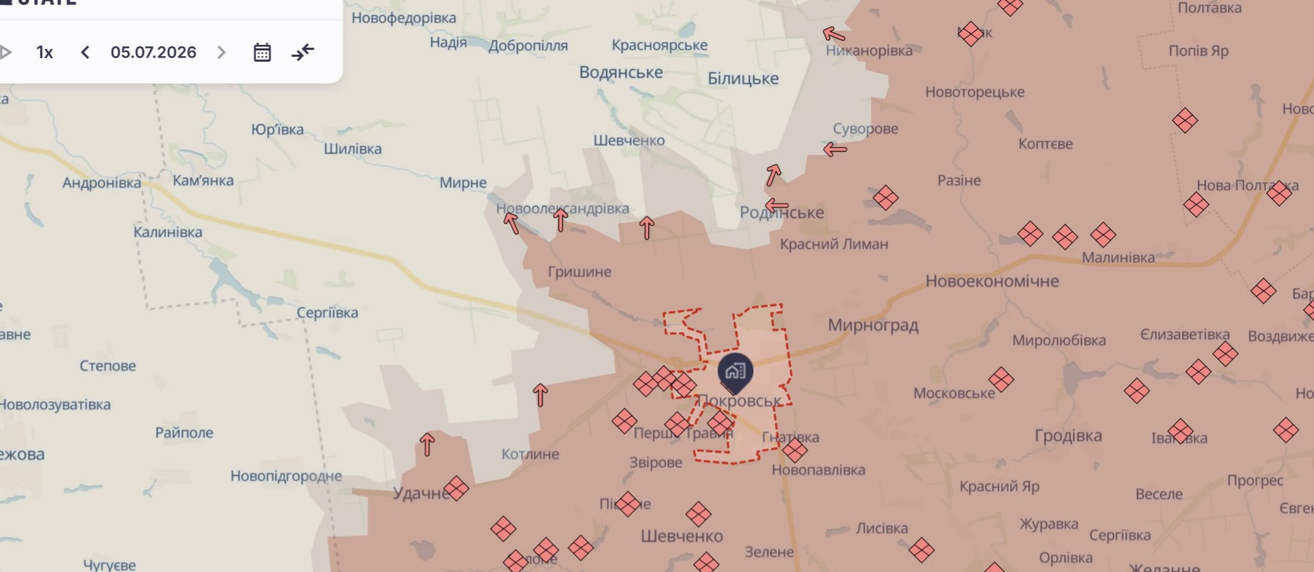 Орієнтовна карта бойових дій на 3 липня о 15:16/DeepStateMap