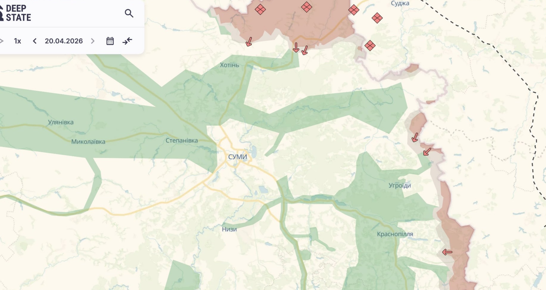 Орієнтовна карта бойових дій на 20 квітня о 23:09/DeepStateMap