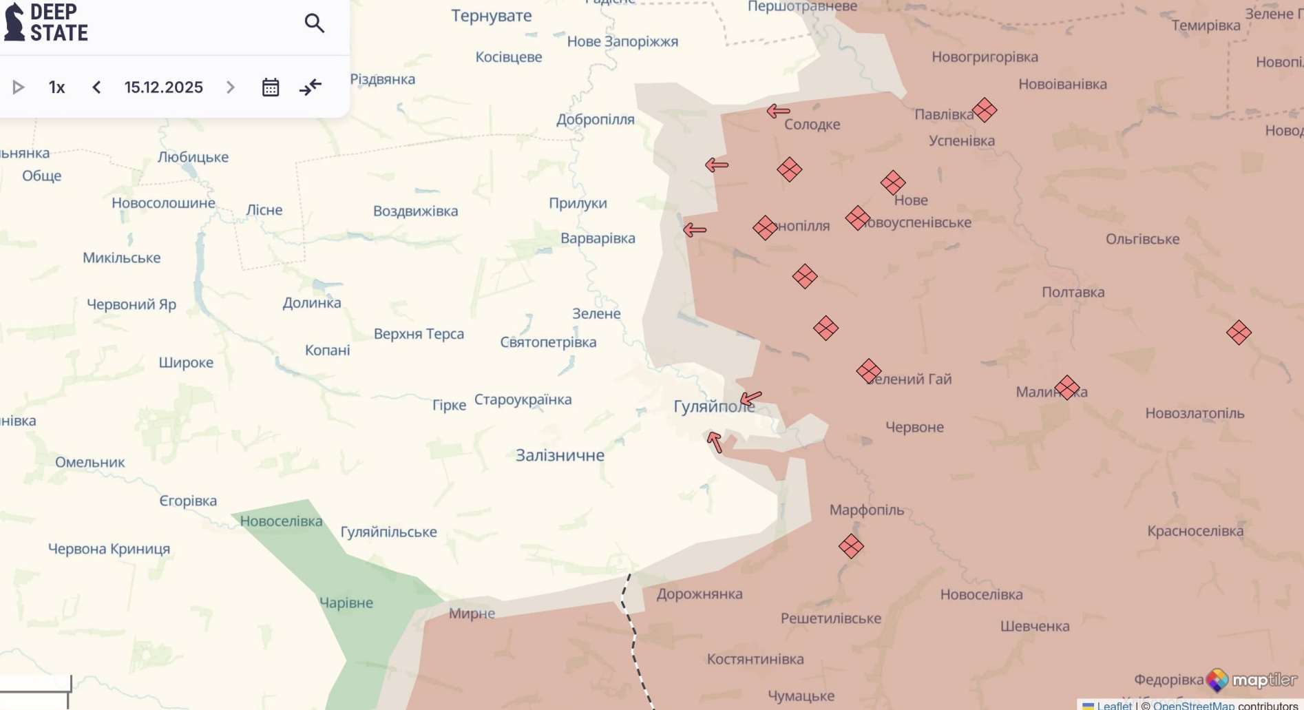 Ориентировочная карта боевых действий по состоянию на 15 декабря в 22:50/DeepStateMap