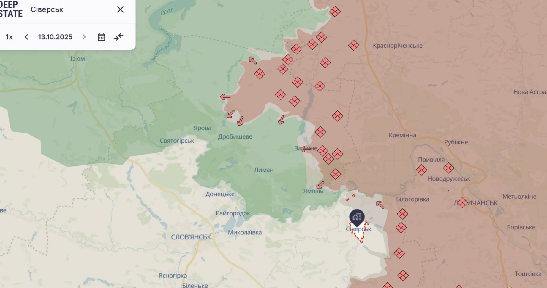 Орієнтовна карта бойових дій станом на 14 жовтня о 11:01 / DeepStateMap