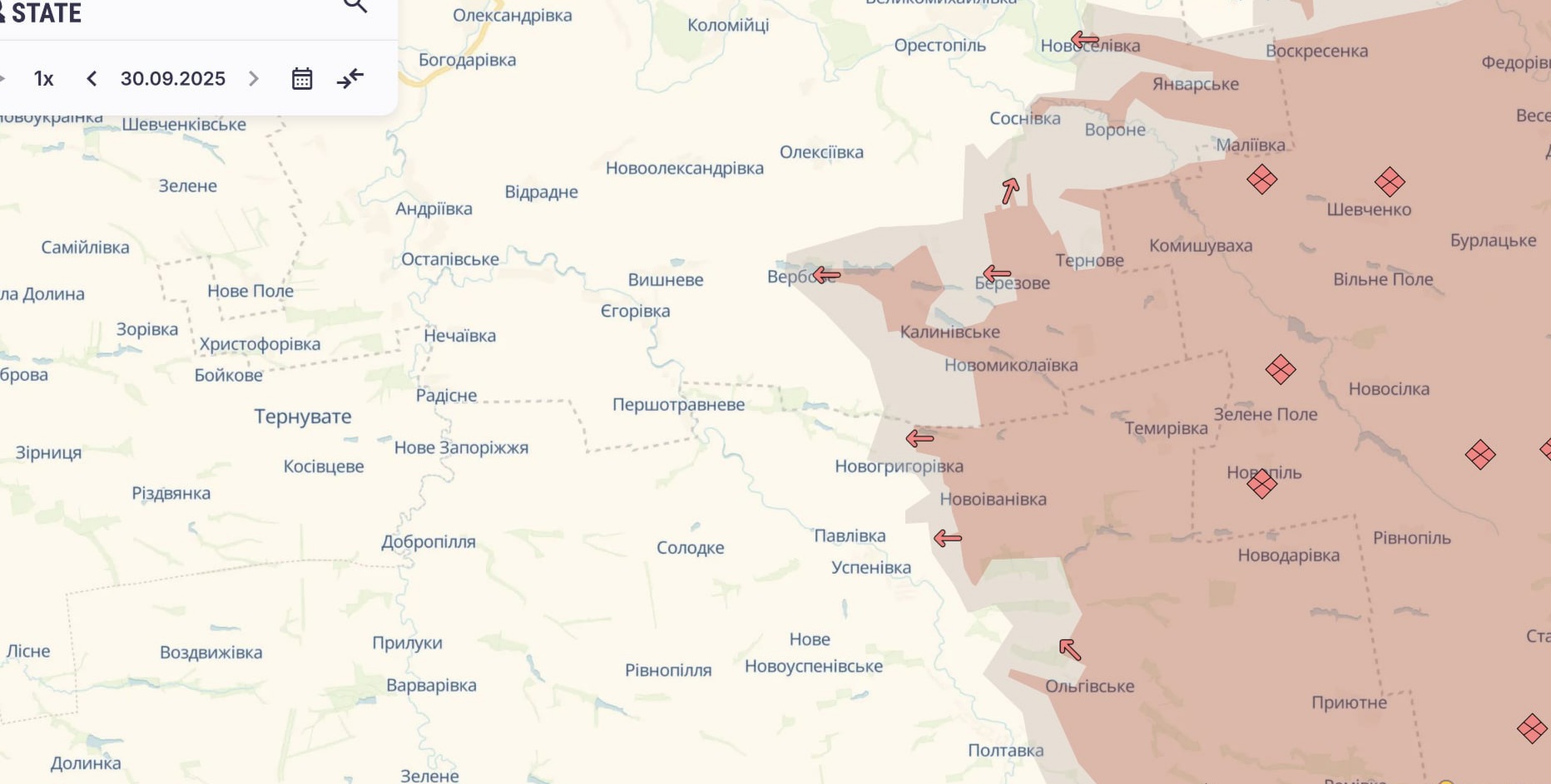 Орієнтовна карта бойових дій станом на 1 жовтня о 13:24 / DeepStateMap Орієнтовна карта бойових дій станом на 1 жовтня о 13:24 / DeepStateMap