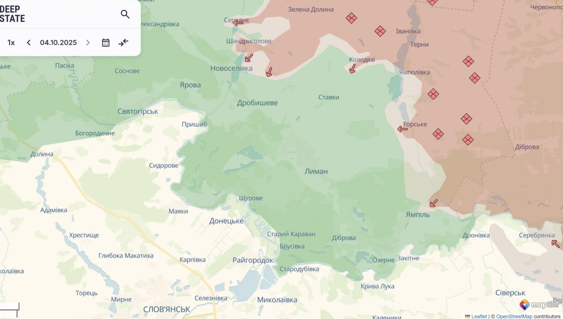 Ориентировочная карта боевых действий на 5 октября в 16:20/DeepStateMap