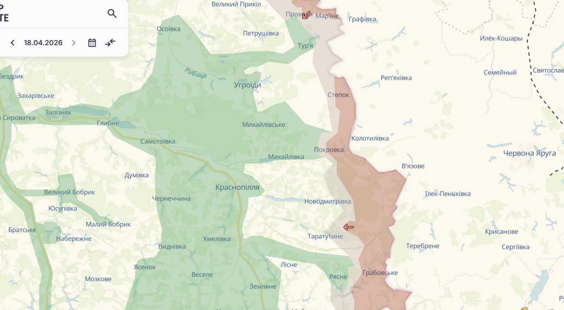 Орієнтовна карта бойових дій на 18 квітня о 21:43/DeepStateMap