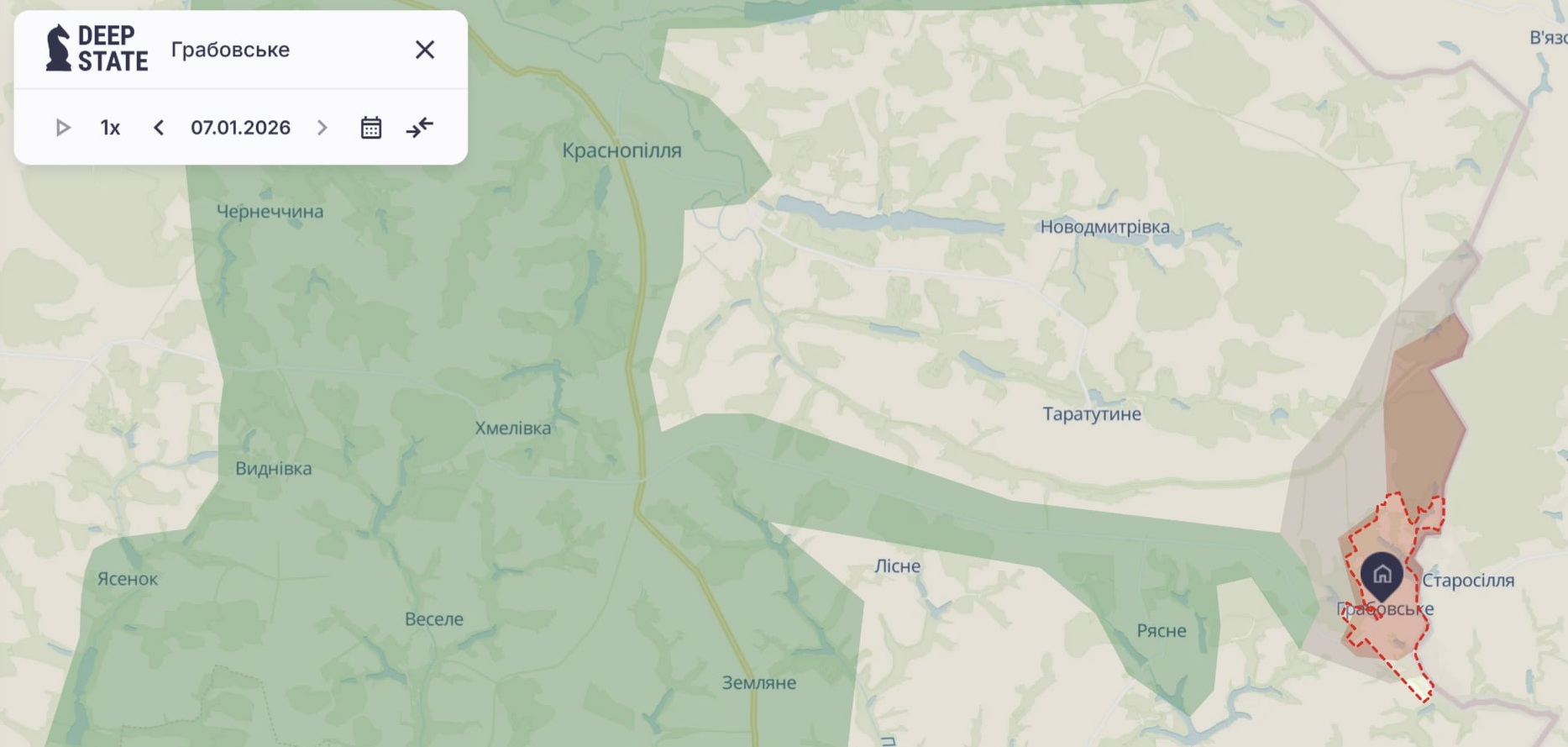 Орієнтовна карта бойових дій від DeepState станом 22:24 7 січня