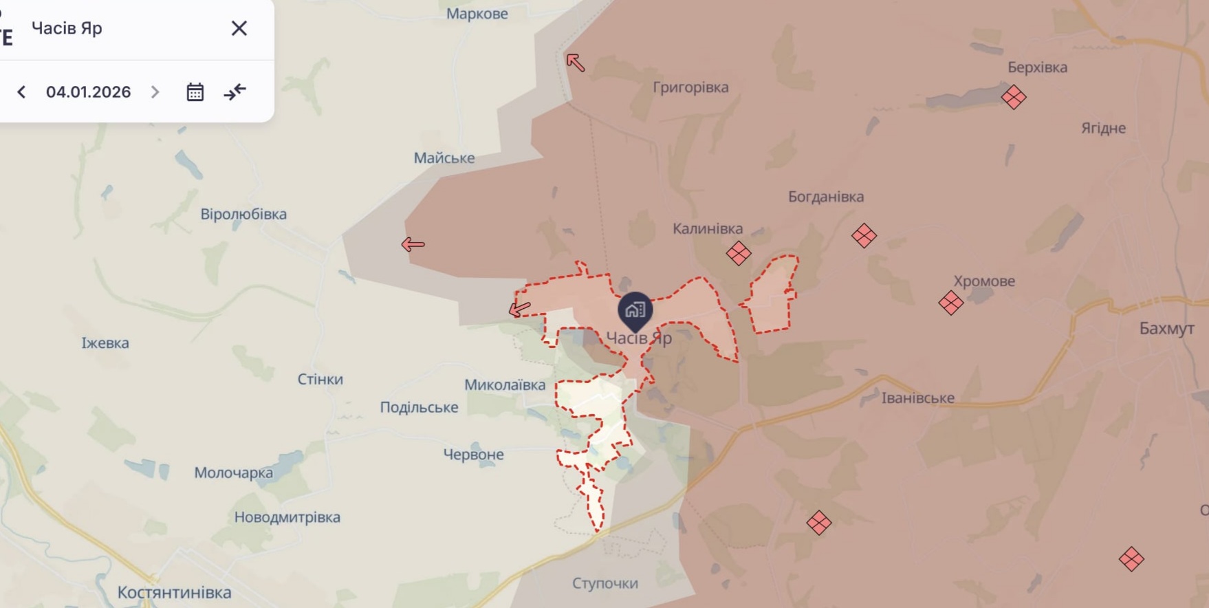 Ориентировочная карта боевых действий на 4 января в 22:43/DeepStateMap Ориентировочная карта боевых действий на 4 января в 22:43/DeepStateMap