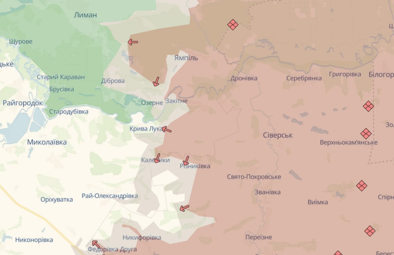 Орієнтовна карта бойових дій станом на 8 червня о 23:58 / DeepStateMap