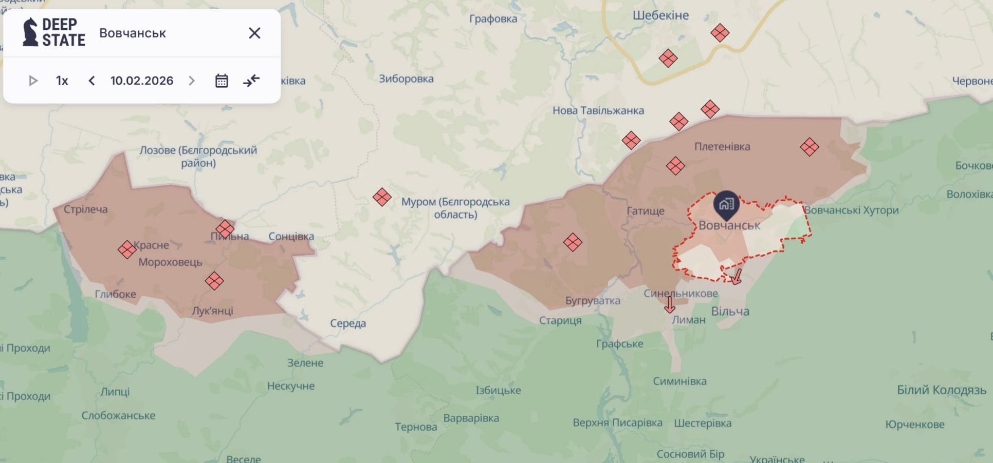 Ориентировочная карта боевых действий на 10 февраля в 22:38/DeepStateMap Ориентировочная карта боевых действий на 10 февраля в 22:38/DeepStateMap