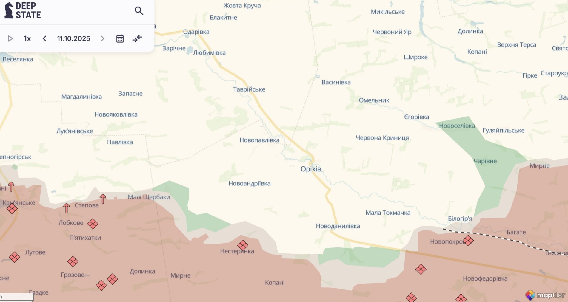 Ориентировочная карта боевых действий на 12 октября в 18:10/DeepStateMap