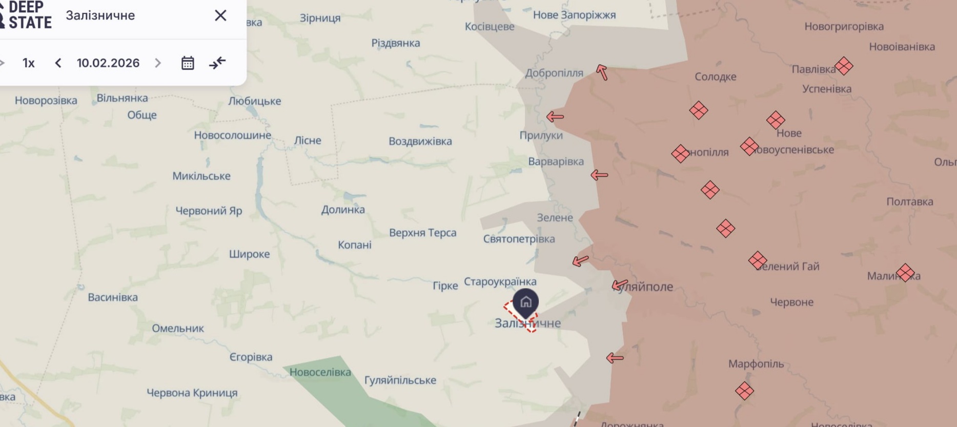 Орієнтовна карта бойових дій на 10 лютого о 22:38/DeepStateMap