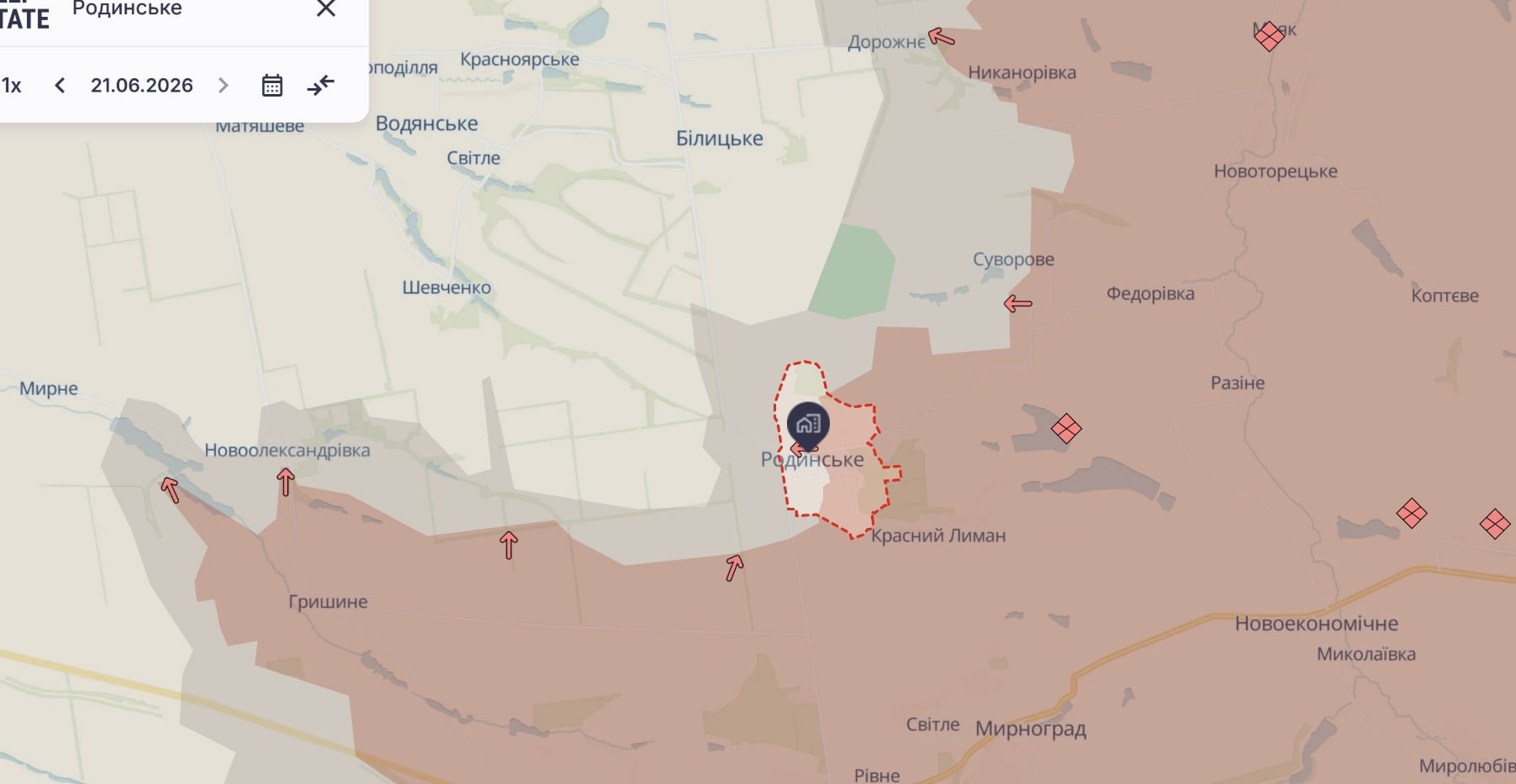 Орієнтовна карта бойових дій на 21 червня о 20:56/DeepStateMap