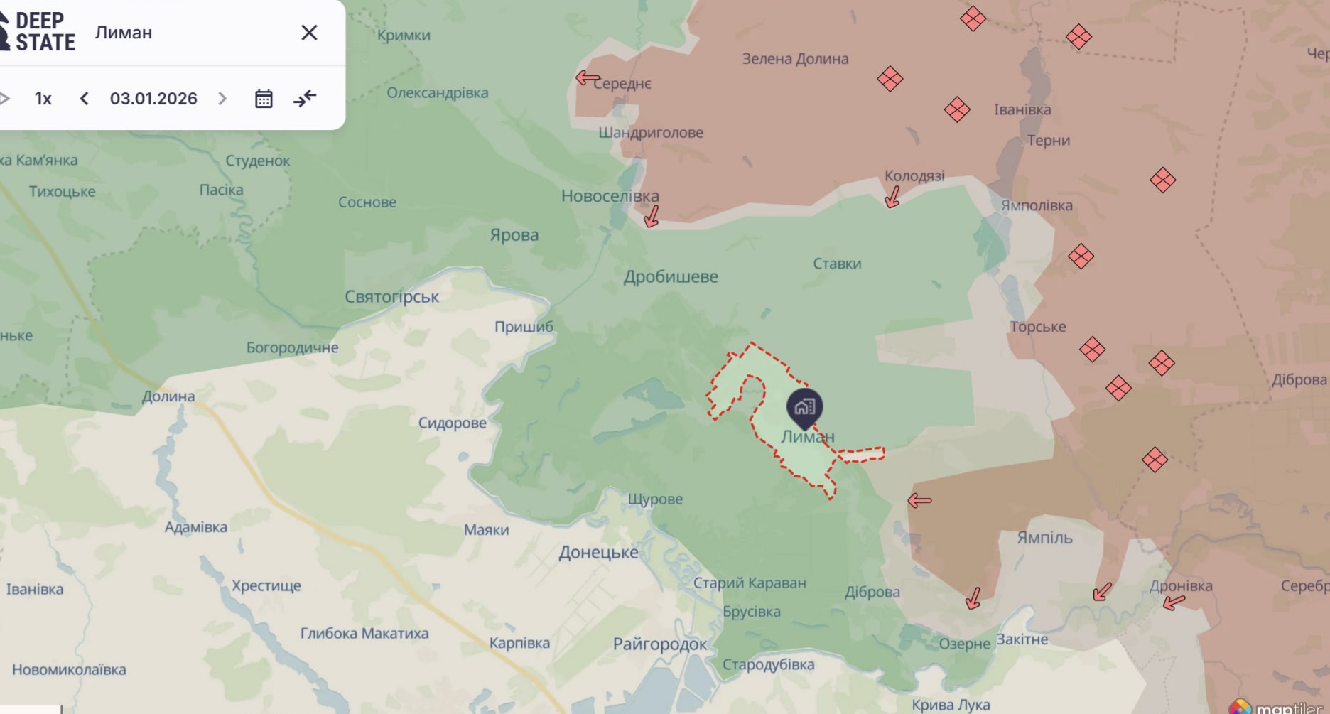 Ориентировочная карта боевых действий на 3 января в 23:00