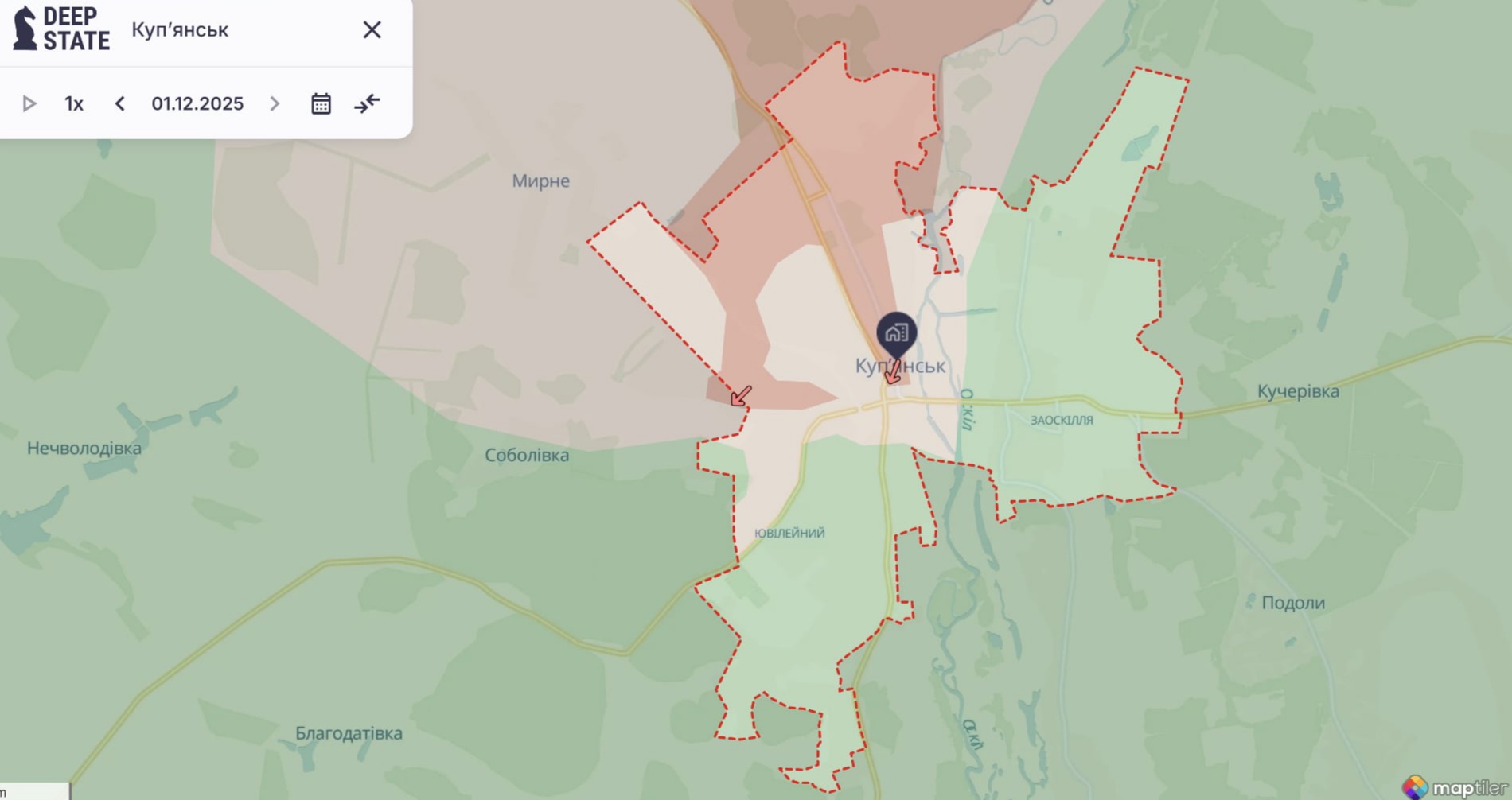 Орієнтовна карта бойових дій станом на 1 грудня о 23:31 / DeepStateMap