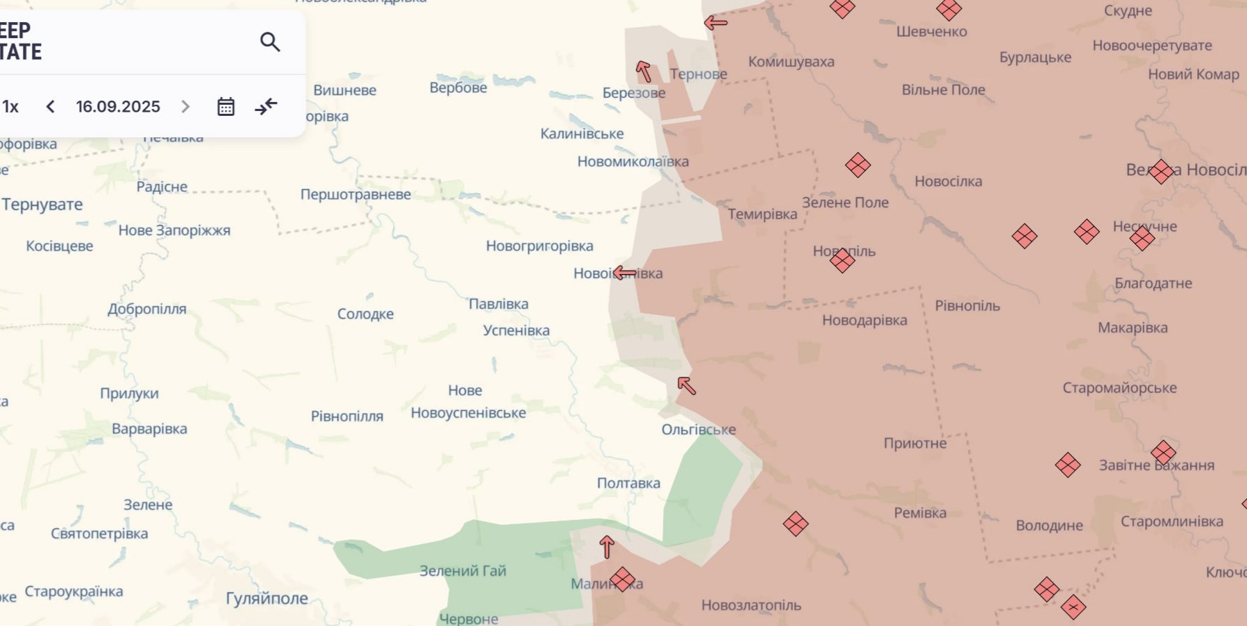 Ориентировочная карта боевых действий на 17 сентября в 10:10/DeepStateMap
