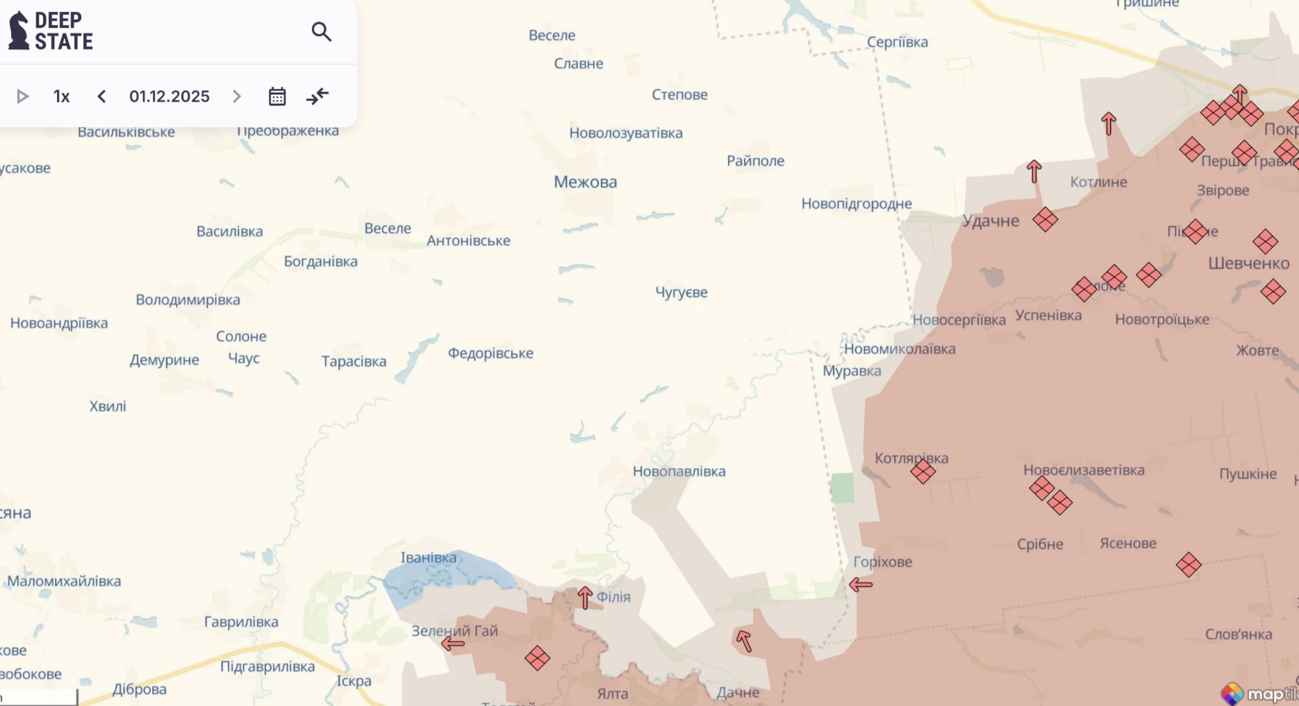 Орієнтовна карта бойових дій станом на 1 грудня о 23:31 / DeepStateMap Орієнтовна карта бойових дій станом на 1 грудня о 23:31 / DeepStateMap