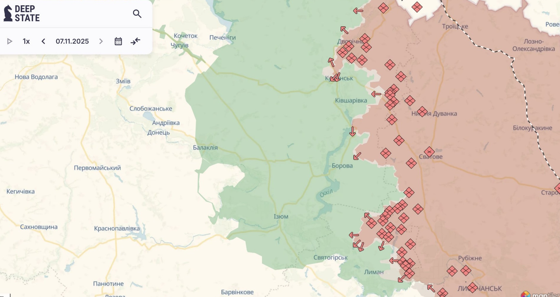 Орієнтовна карта бойових дій станом на 7 листопада о 23:34 / DeepStateMap
