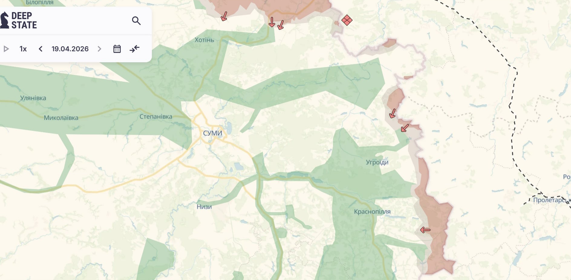 Ориентировочная карта боевых действий на 19 апреля в 21:07/DeepStateMap