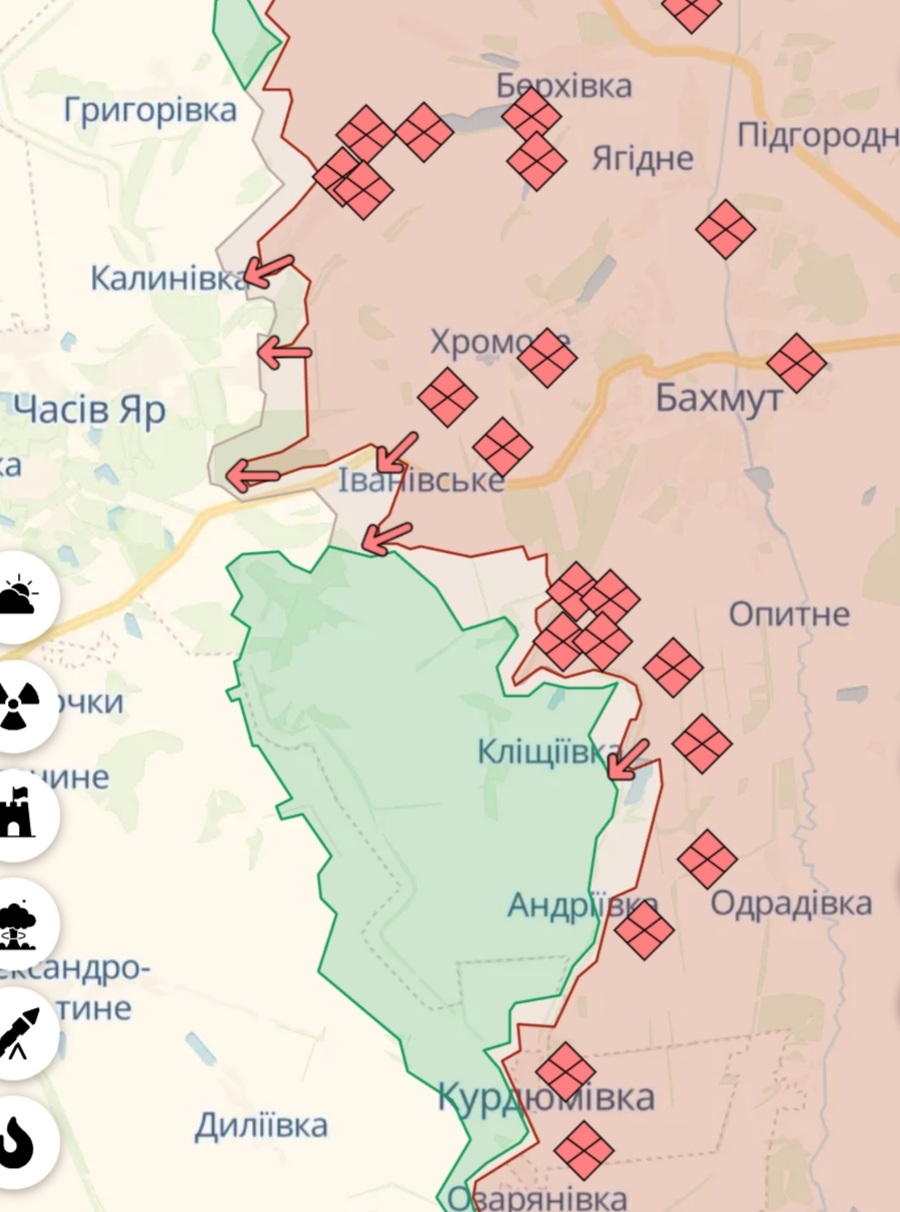 Часов Яр - Войска РФ стремятся взять город в оперативное окружение - карта  - новости Украины - ZN.ua