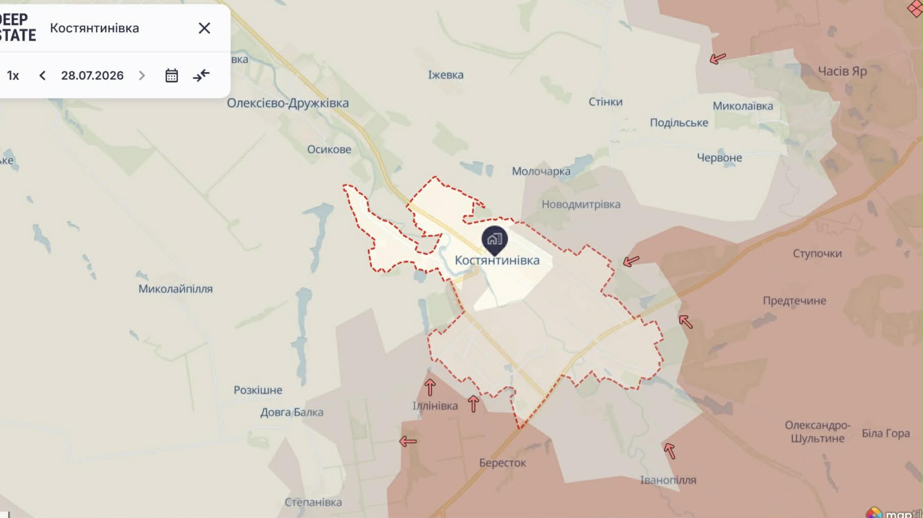 Орієнтовна карта бойових дій на 28 липня о 22:35/DeepStateMap