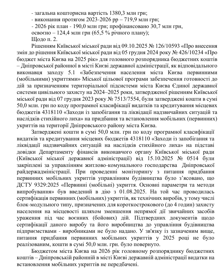 Київські РДА не використали близько 500 млн грн на стаціонарні укриття, а мобільні так і не закупили