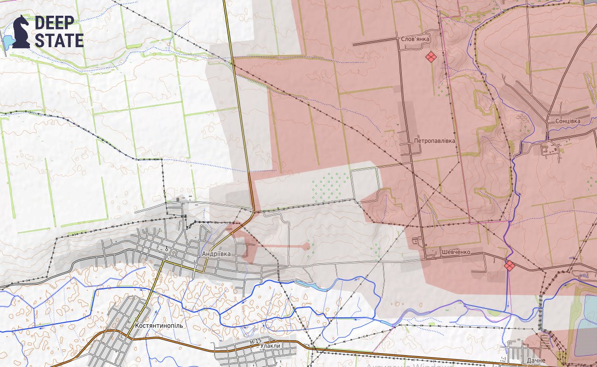 Линия фронта в районе Андреевки на 2 февраля/DeepStateMAP Линия фронта в районе Андреевки на 2 февраля/DeepStateMAP