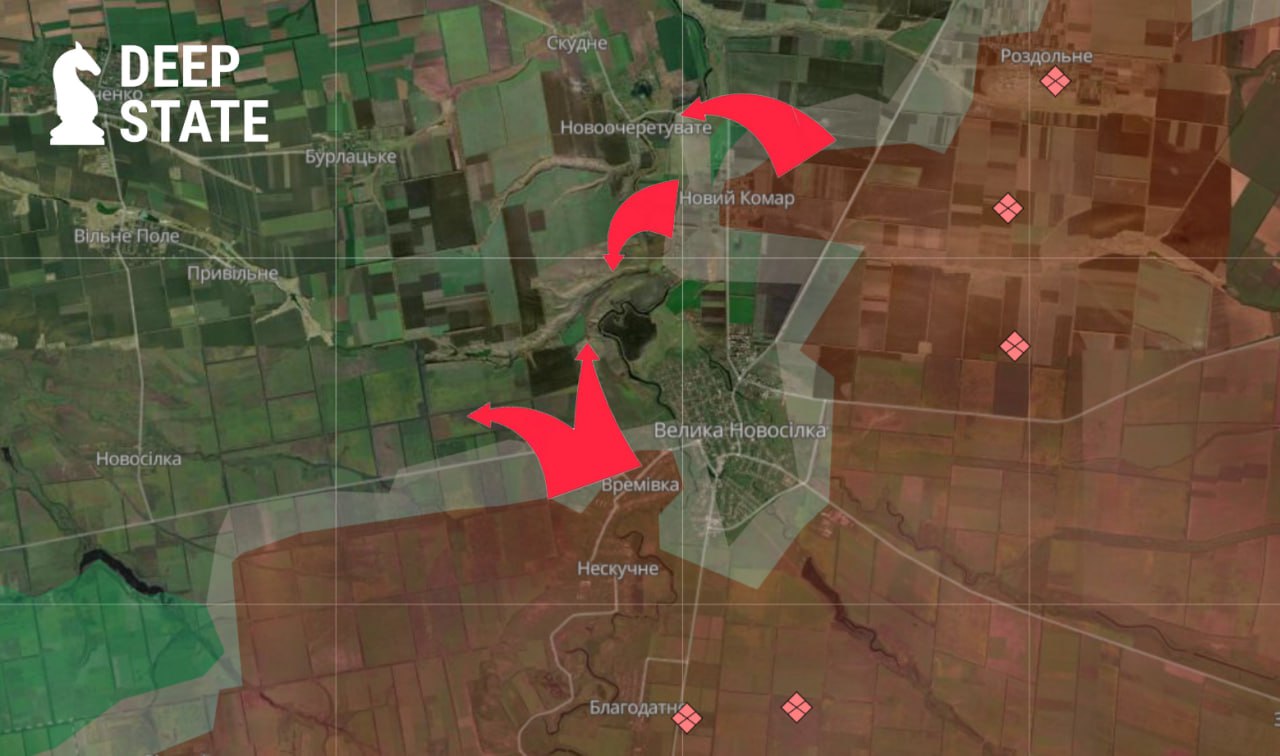 Лінія фронту в районі Великої Новосілки станом на 17 січня / DeepStateMAP